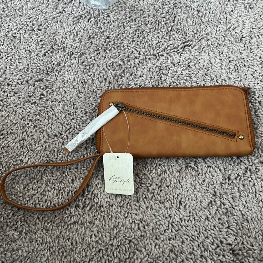 Free people Distressed vegan brown wallet